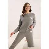 Kadın Uzun Kol Polar Gri Melanj Pijama Takım C1T5N1O61 GRİ MELANJ XL
