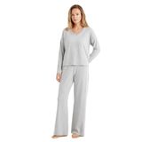 Kadın Uzun Kol Thermal V Yaka Gri Pijama Takımı C3T9N4O06 GRİ MELANJ XL