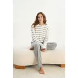 Kadın Uzun Kol Triko Ekru Pijama Takımı C0T0N2O61 EKRU S