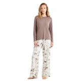 Kadın Uzun Kol Vizon Viskoz Pijama Takım C8T1N6O15 VİZON S