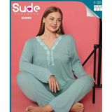 Kadın Uzun Kollu Bambu Büyük Beden Pijama Takımı 2Xl