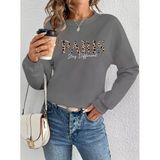 Kadın Uzun Kollu Bisiklet Yaka Desenli Viskon Iki Iplik Bluz - Gri / 2Xl-3Xl