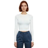 Kadın Uzun Kollu Bisiklet Yaka Fitted Bordo Çizgili Örme Bluz Esnek Viskon Kumaş Kışlık Kaliteli_Ekru-XL