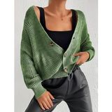 Kadın Uzun Kollu Düğme Detay Triko Hırka