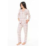 Kadın Uzun Kollu Kareli Gömlek Pijama Takımı S26168 Nefes Alabilen Kumaş Rahat Kesim
