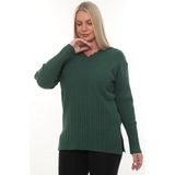 Kadın Uzun Kollu Triko Kazak Bluz Penye Anne Merdiven Yaka Kışlık Mevsimlik Dört Mevsim - Yeşil - 2XL