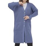 Kadın Uzun Triko Mevsimlik Cepli Düğmeli Likralı Hırka (mavi, 2xl)