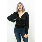 Kadın V Yaka Bluz SIYAH