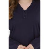 Kadın V Yaka Likralı Büyük Beden Orta Yaş Anne Penye Bluz (lacivert, xl)