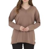 Kadın V Yaka Likralı Büyük Beden Orta Yaş Anne Penye Bluz (vizon, 3xl)