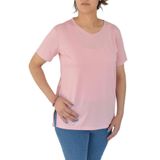 Kadın V Yaka Ön Kısa Arka Uzun Tişört BGL-ST02088 PEMBE M