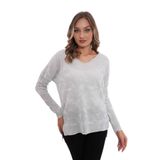 Kadın V Yaka Simli Kazak 12541 BGL-ST04103 A.GRİ M/L