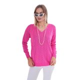 Kadın V Yaka Simli Kazak 12799 BGL-ST04107 FUŞYA L/XL