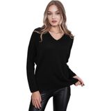 Kadın V Yaka Yaka Simli Kazak 12815 BGL-ST04225 SİYAH M/L