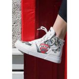 Kadın Vegan Deri Beyaz High Sneakers - Love Me Tasarım
