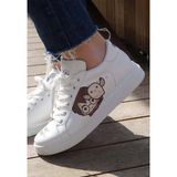 Kadın Vegan Deri Beyaz Sneakers - Friends Till Eternity Harry Potter Tasarım