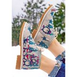 Kadın Vegan Deri Çok Renkli Fermuarlı Kısa Bot - Winters is Here Tasarım - Standart