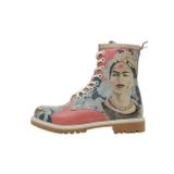 Kadın Vegan Deri Çok Renkli Uzun Bot - Frida Painting Frida Kahlo Tasarım