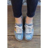 Kadın Vegan Deri Mavi Sneakers - Find Your Inner Peace Tasarım
