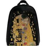 Kadın Vegan Deri Siyah Sırt Çantası - Gustav Klimt The Kiss Muse Tasarım - Standart