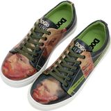 Kadın Vegan Deri Yeşil Sneakers - Vincent van Gogh Self Portrait Muse Tasarım