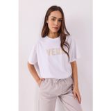 Kadın Vena Logo Baskılı Oversize Tişört%100 Pamuk - Beyaz BEYAZ
