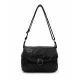 Kadın Vintage Görünümlü Ayarlanabilir Çapraz Askılı Omuz Çantası Sı-13 Black