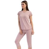 Kadın Vıscon Kısa Kol Kaprili Pijama Takım, 409311