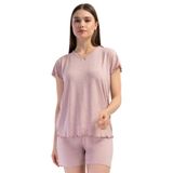 Kadın Vıscon V Yaka Kısa Kol Şortlu Pijama Takım, 409308