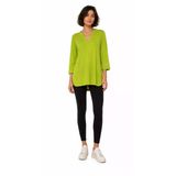 Kadın Viscon V Yaka Relaxed Fit Uzun Kollu Bluz - Yeşil