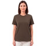 Kadın Vision Bisiklet Yaka Premium Kalite Yoğun Dokulu Pamuklu T-Shirt Kahverengi XL