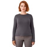 Kadın Viskon Esnek Örme Bisiklet Yaka Crop Uzun Kollu Üst Kaliteli Şık Rahat Modern Zarif Günlük_Antrasit-5XL