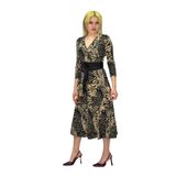 Kadın Viskon Leopar Desenli V Yaka Elbise BGL-ST03536