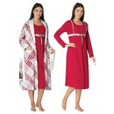 Kadın Vişne Hamile Lohusa Sabahlık Ve Gecelik Takım, 2XL, Effortt8085-19804IGP270451