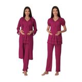 Kadın Vişne Hamile Lohusa Sabahlıklı Pijama Takımı, M, TYC00571713212-19804IGP27167784