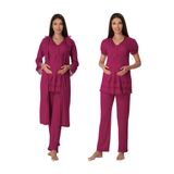 Kadın Vişne Hamile Lohusa Sabahlıklı Pijama Takımı, XL, TYC00571713212-19804IGP27167786