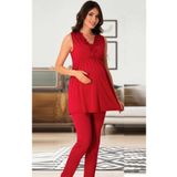 Kadın Vişne Lohusa Hamile Pijama Takımı (Kırmızı/S)-ES8032EF-19804IGP255699