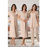 Kadın Vizon Hamile Lohusa Sabahlılı Gecelik Ve Pijama Takım 4'lü Set, L, S8026EFF-869DST0018536