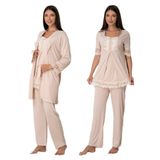 Kadın Vizon Kahve Hamile Lohusa Sabahlıklı Pijama Takımı, XL, ET6034EF-89C0018312195