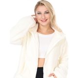 Kadın Wellsoft Yumuşak Fermuarlı Peluş Mont - Ekru - L - XL