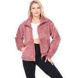 Kadın Wellsoft Yumuşak Fermuarlı Peluş Mont - Mürdüm - L - XL