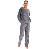 Kadın Welsoft Uzun Kol Füme Pijama Takım C0T2N1O304 FÜME S