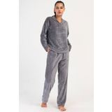Kadın Welsoft Uzun Kol Füme Pijama Takım C0T2N1O304