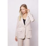 Kadın Yakalı Cep Kapaklı Uzun Kol Hafif Likralı Kumaş Oversize Blazer Ceket(Pantolonu Jument 40075)-TAŞ - 34