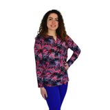 Kadın Yaprak Baskılı Düğmeli Viscon Bluz BGL-ST04273 PEMBE 52