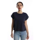 Kadın Yarasa Kol Basic Tişört İndigo