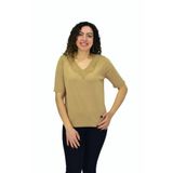 Kadın Yarım Kol V Yaka Yaka Sırt Detaylı Triko Tişöt 12835 BGL-ST04657