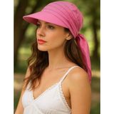 Kadın Yazlık %100 Pamuk Geniş Siperlikli Yazlık Şapka Safari Bağlamalı Siperli Bandana Vizör - Standart - 011 Pembe