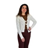 Kadın Yazlık Otantik Bürümcük Hırka BGL-ST04246 KREM M