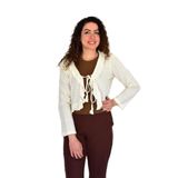 Kadın Yazlık Otantik File Bağcıklı Hırka BGL-ST04247 KREM M